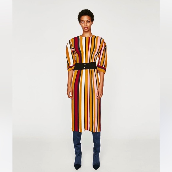 Zara Dresses & Skirts - Zara Midi Striped Studio Dress